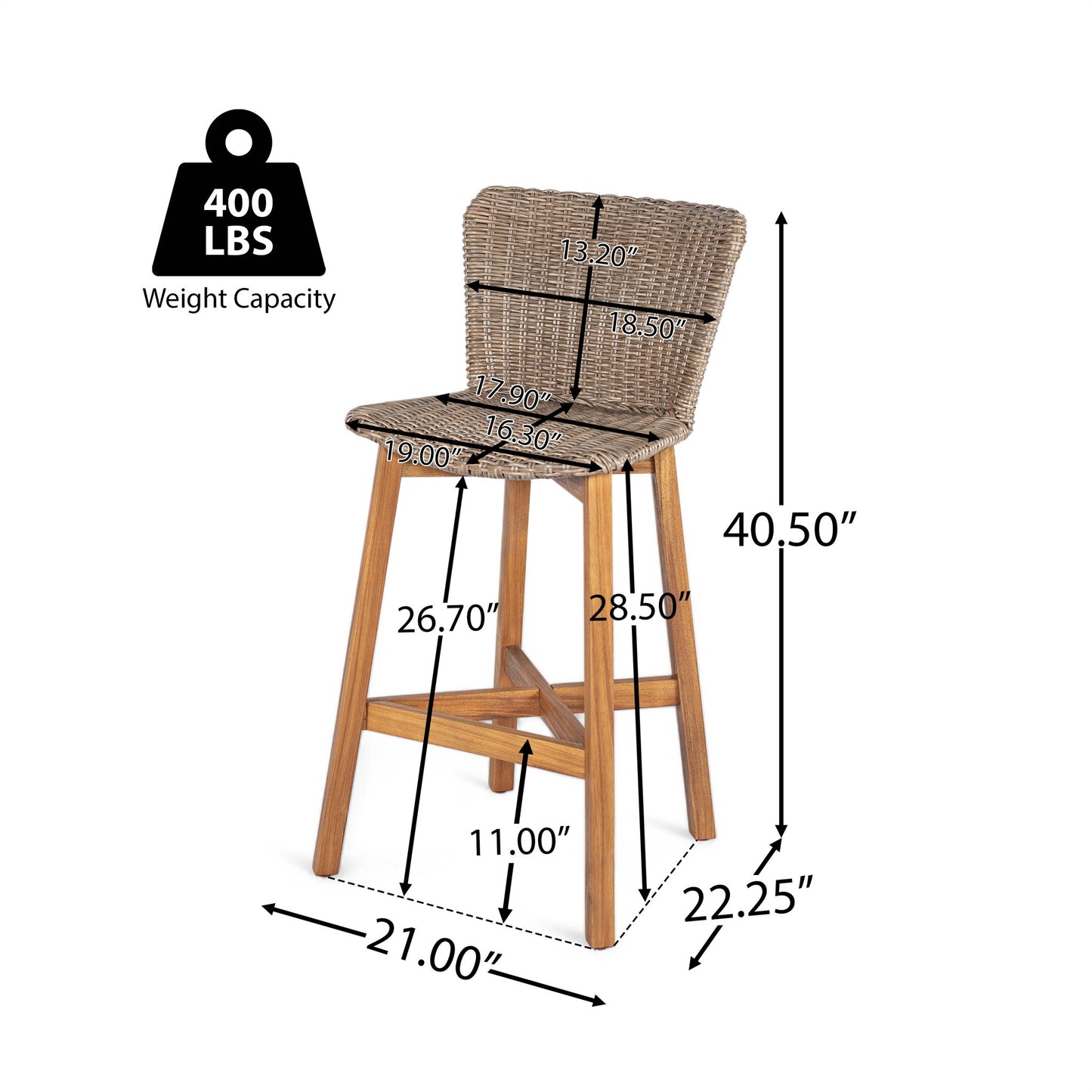 Lymington - Outdoor Bar Stool (Set of 2) Noble House