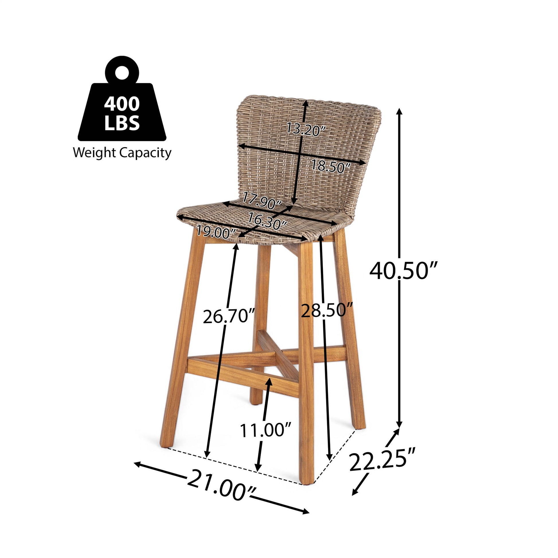 Lymington - Outdoor Bar Stool (Set of 2) Noble House