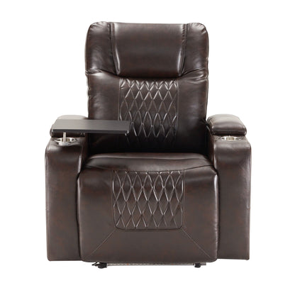 Power Motion Recliner With USB Charging Port And Hidden Arm Storage 2 Convenient Cup Holders Design And 360 Degree Swivel Tray Table Hearth and Haven