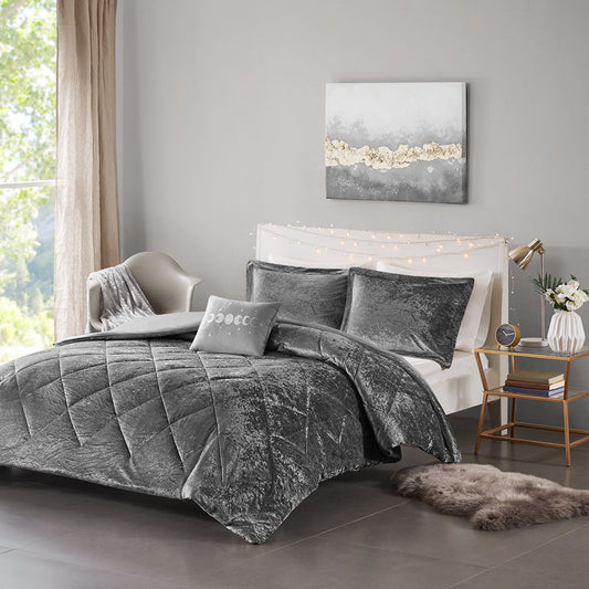 Felicia - King Duvet Cover Set - Gray