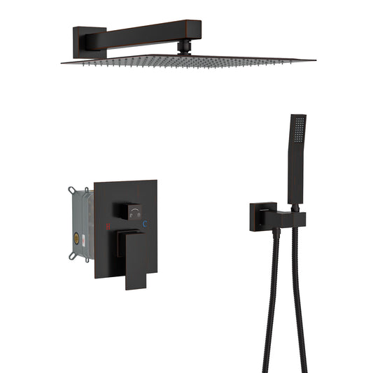 Dual Shower Head System With 12" Wall Mounted Square Rain Shower And Rough In Valve Daily Nest