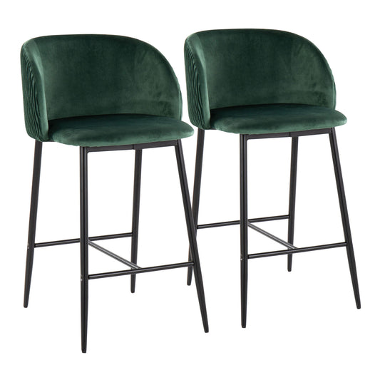 Fran - Pleated Waves Contemporary Fixed Height Counter Stool (Set of 2) Lumi Source