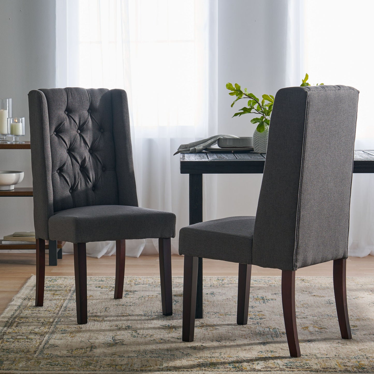 Sophisticated Tufted Dining Chair With High Back Design Noble House