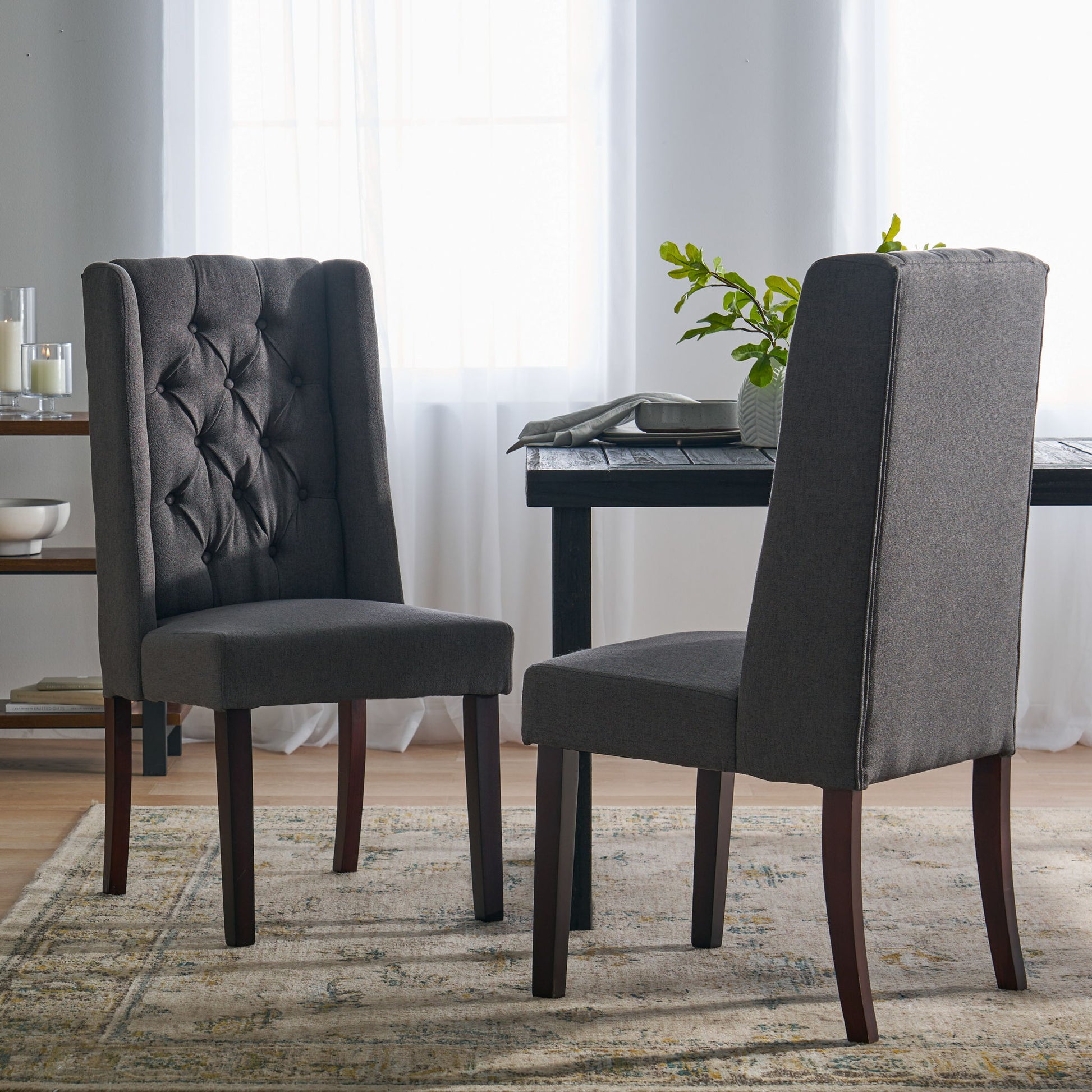 Sophisticated Tufted Dining Chair With High Back Design Noble House