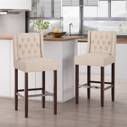 Solstara - Upholstered Dining Barstool With Button Tufted And Wing Back Noble House