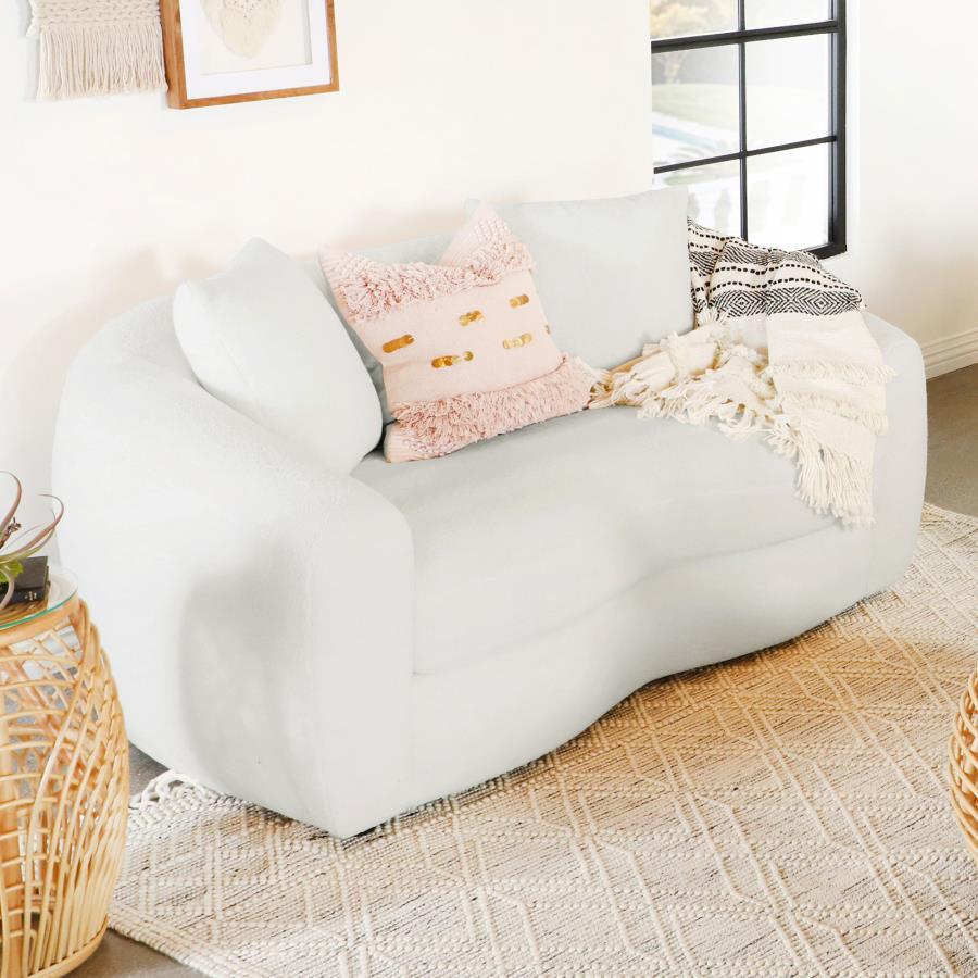 Isabella - Faux Sheepskin Upholstered Loveseat Natural - Ivory CoasterElevations