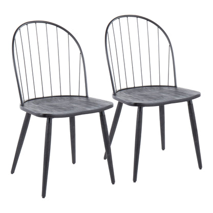 Riley - Industrial High Back Armless Chair (Set of 2) - Black Lumi Source