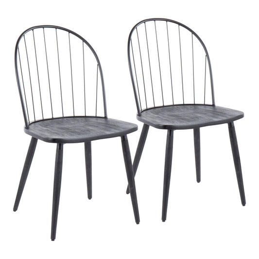 Riley - Industrial High Back Armless Chair (Set of 2) - Black Lumi Source