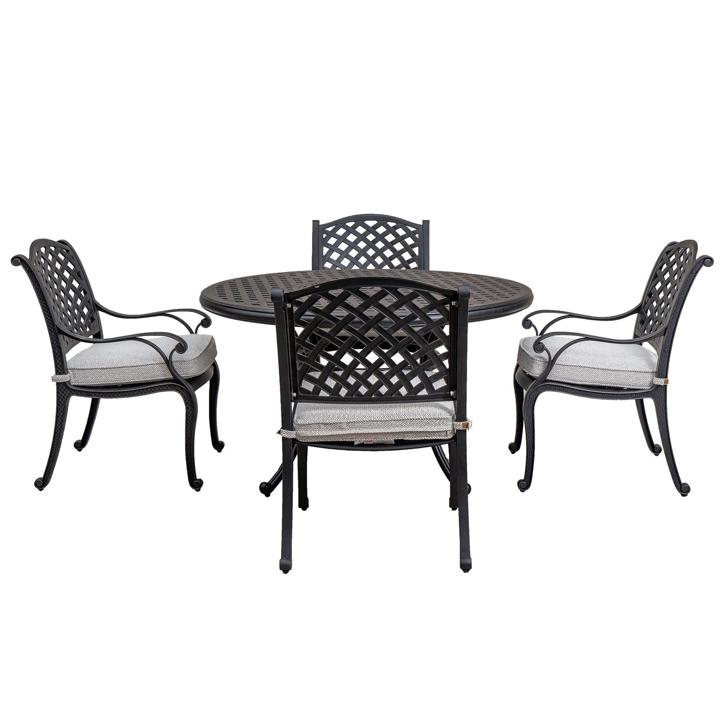Stylish Outdoor 5 Piece Aluminum Dining Set With Cushion (4 Arm Chairs And Table) - Sandstorm Home Essentials