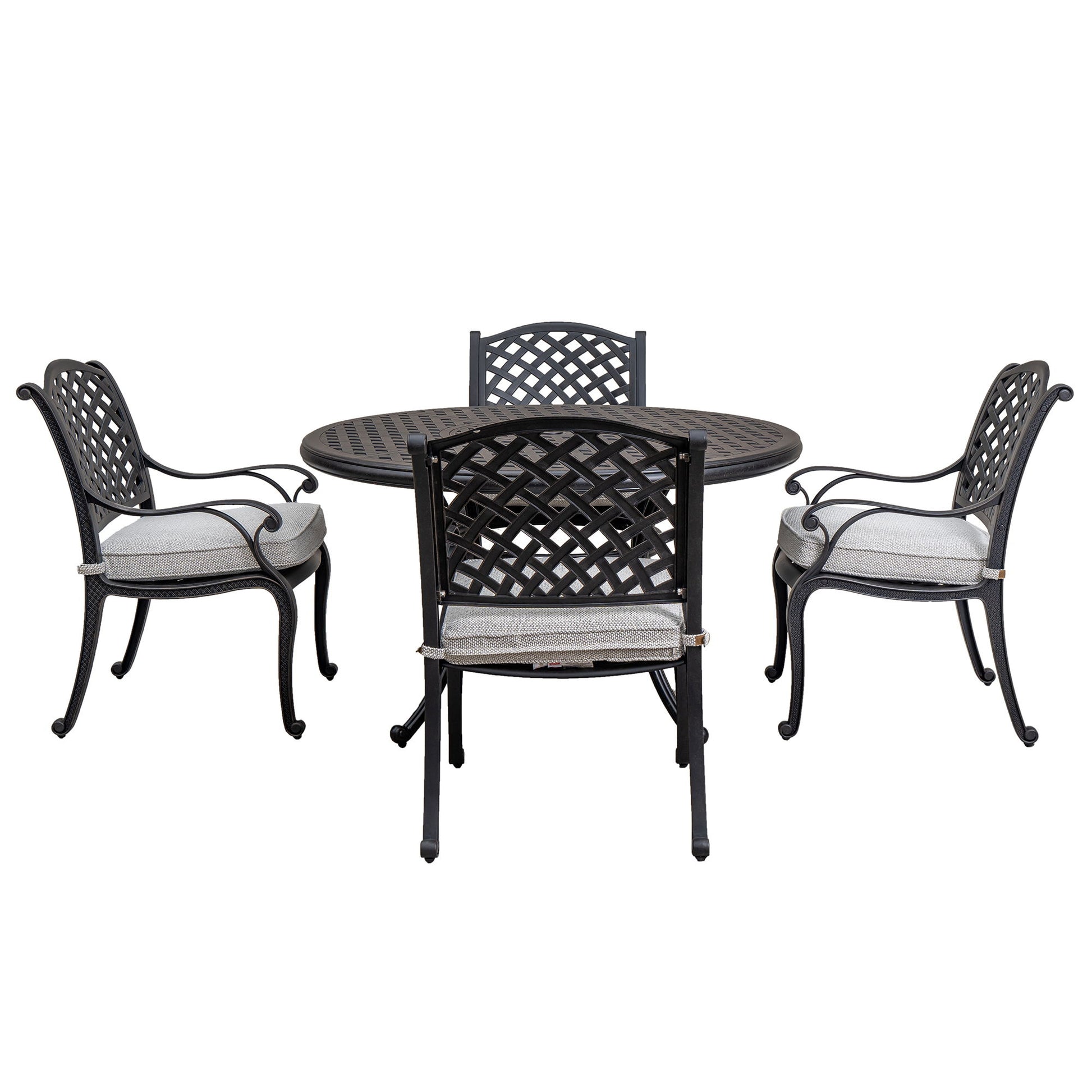 Stylish Outdoor 5 Piece Aluminum Dining Set With Cushion (4 Arm Chairs And Table) - Sandstorm Home Essentials