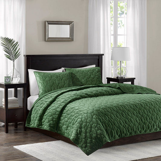 Harper - King Reversible 3 Piece Coverlet Set - Green Madison Park