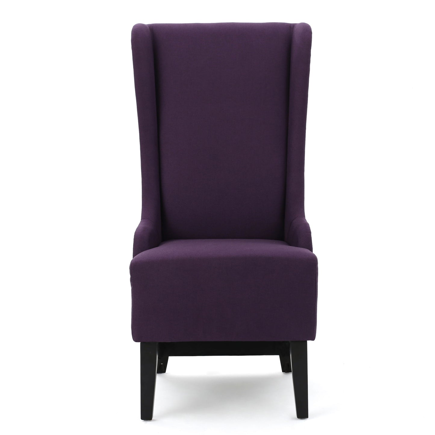 Fabric Dining Chair With High Back And Birch Wood Legs - Plum Noble House