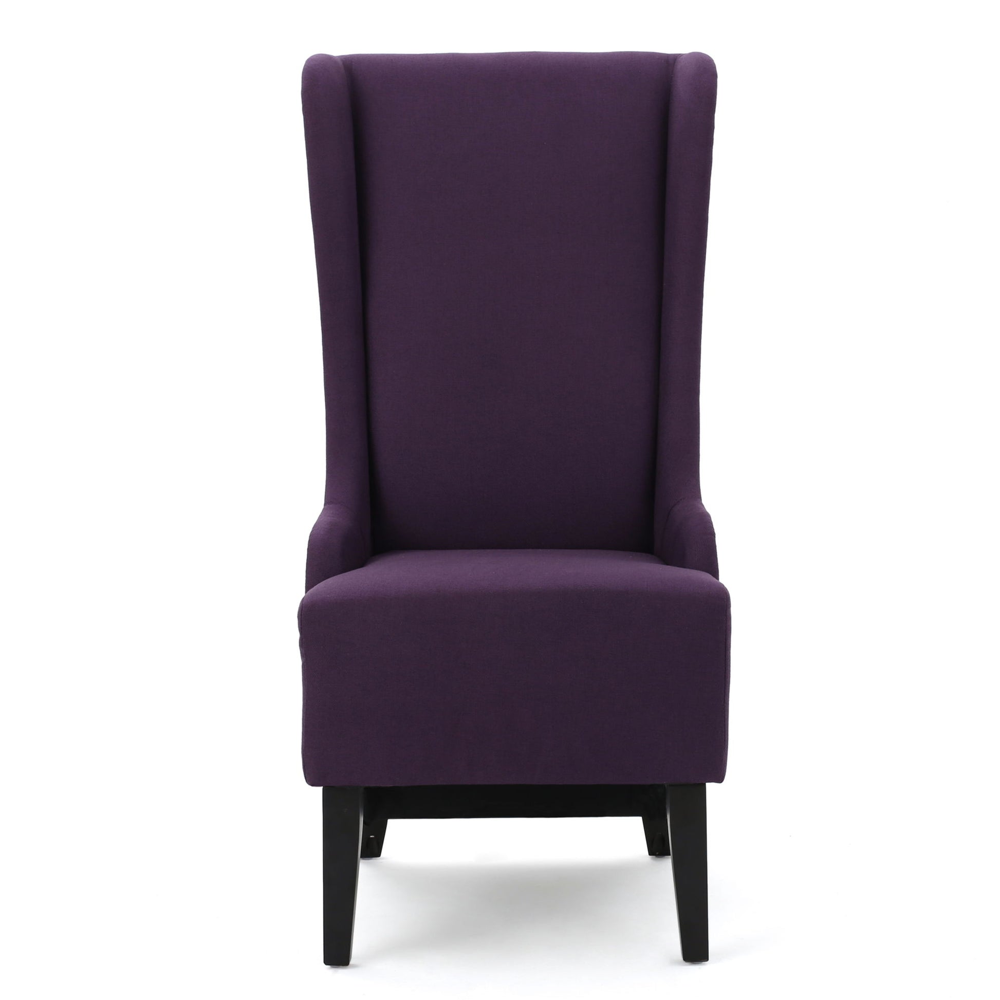 Fabric Dining Chair With High Back And Birch Wood Legs - Plum Noble House