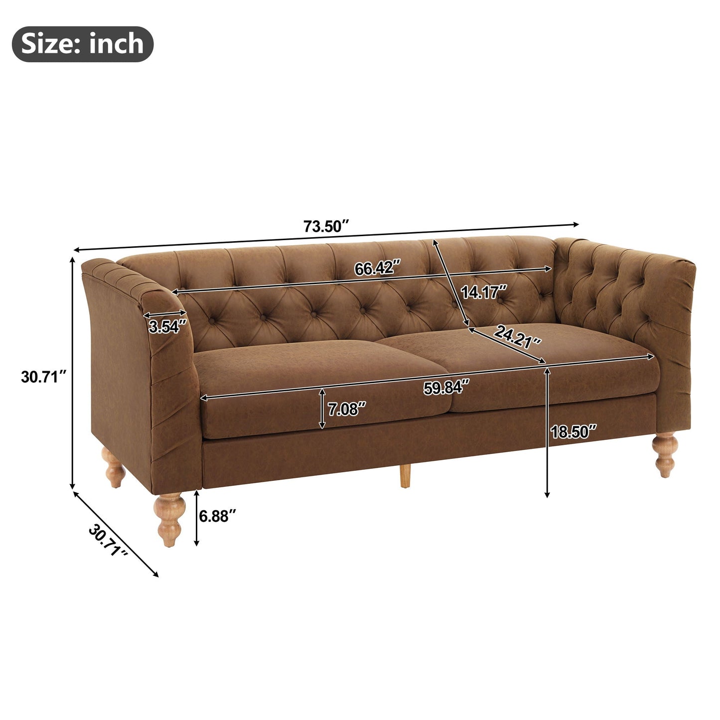 Chesterfield Sofa With Flared Arms For Living Room Noble House