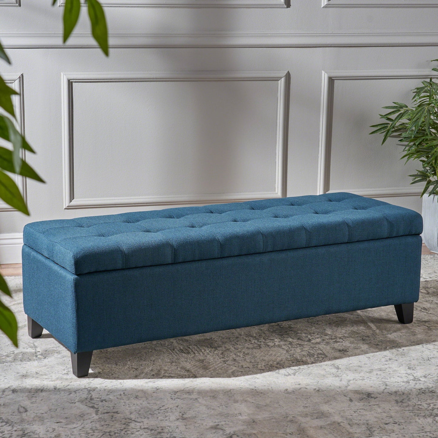Upholstered Storage Ottoman Bench, Foot Rest For Bedroom Noble House