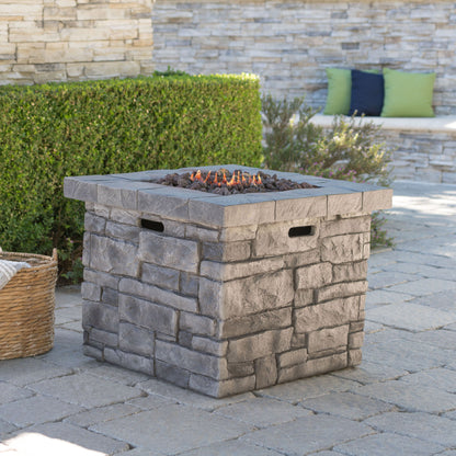 Outdoor Square Propane Fire Pit 40, 000 Btu - Gray Noble House