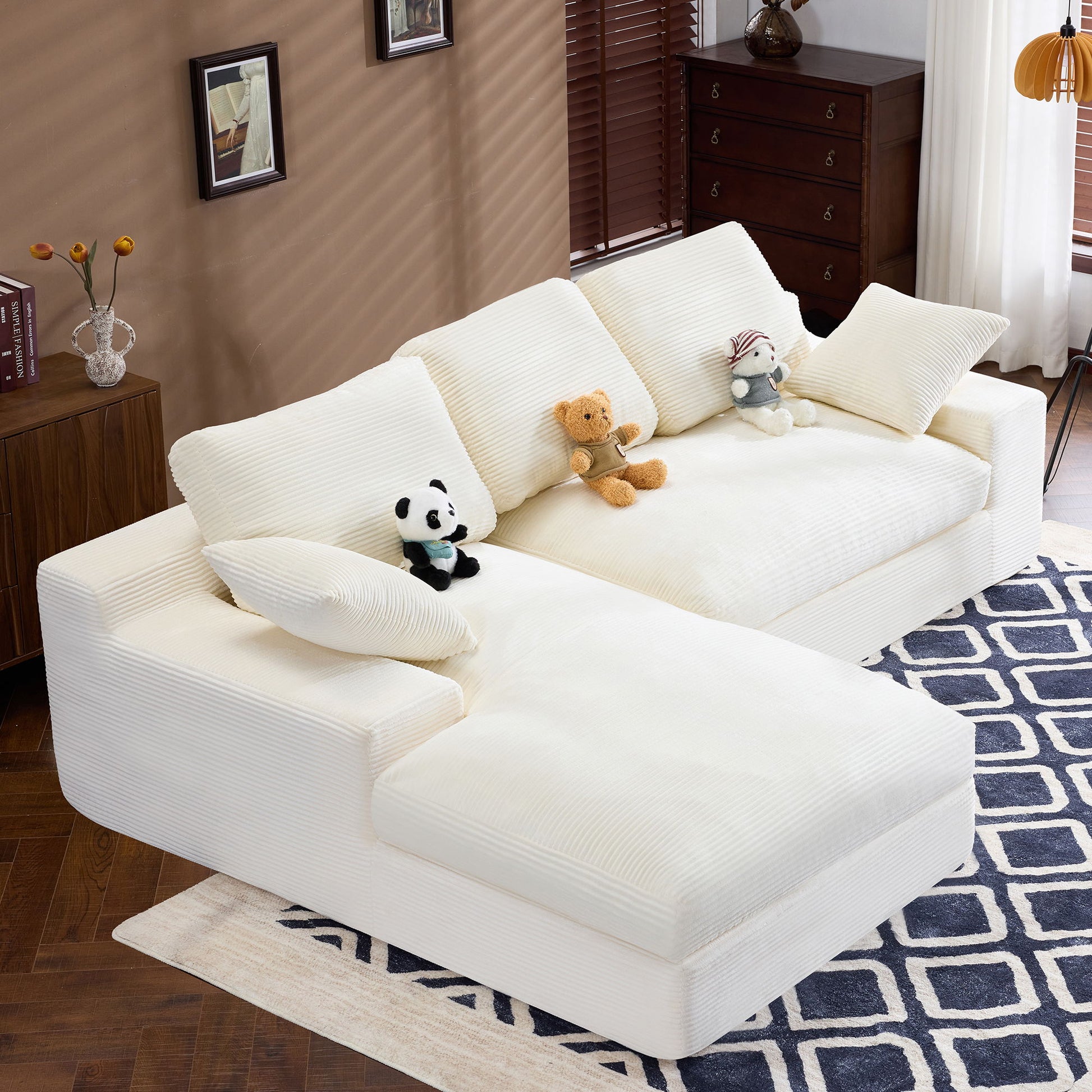 Compressed Sofa With 3 Back Cushions, 2 Throw Pillows Home Essentials