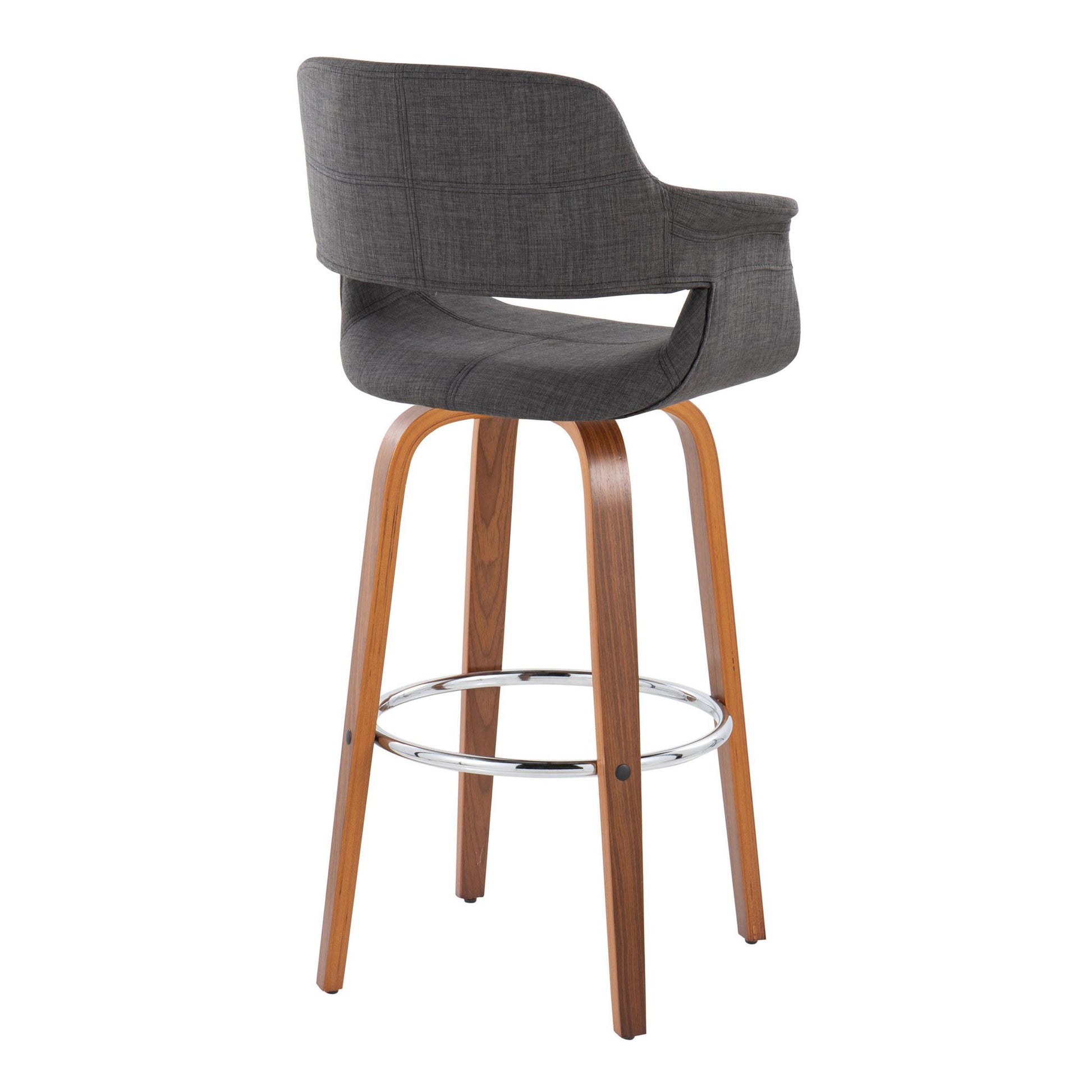 Vintage Flair - Mid Century Modern Fixed Height Barstool With Swivel & Round Footrest (Set of 2) Lumi Source