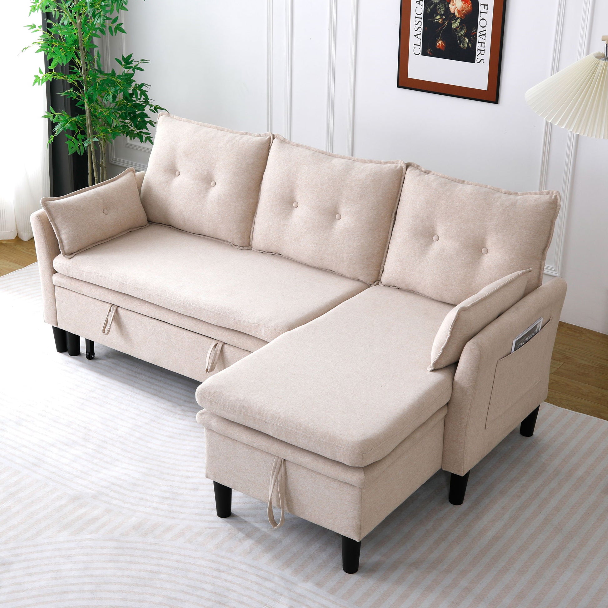 L-Shaped Reversible Chaise Sectional Sofa With Storage Home Essentials