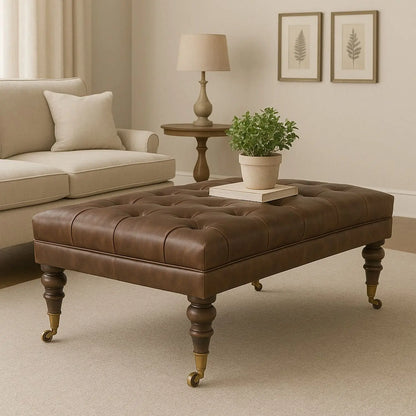 Buffalo - Leather Ottoman With Castor Legs Artisan Furniture