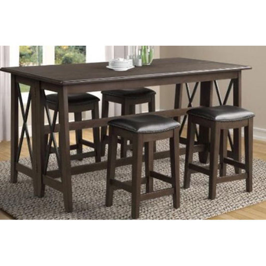 Drop Leaf Table With 4 Stools - Dark Brown Bernards Furniture