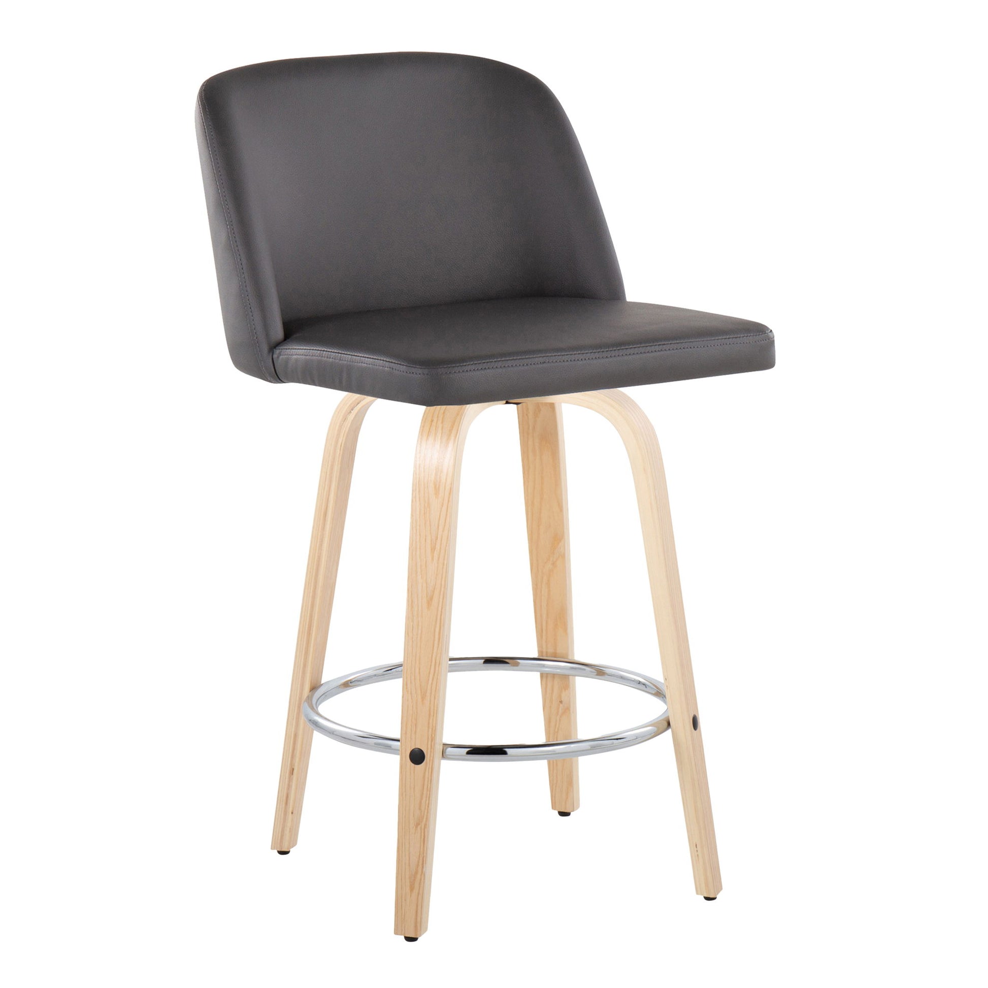Toriano - Contemporary Fixed-Height Counter Stool With Swivel And Round Footrest (Set of 2) Lumi Source