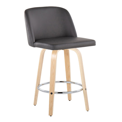Toriano - Contemporary Fixed-Height Counter Stool With Swivel And Round Footrest (Set of 2) Lumi Source