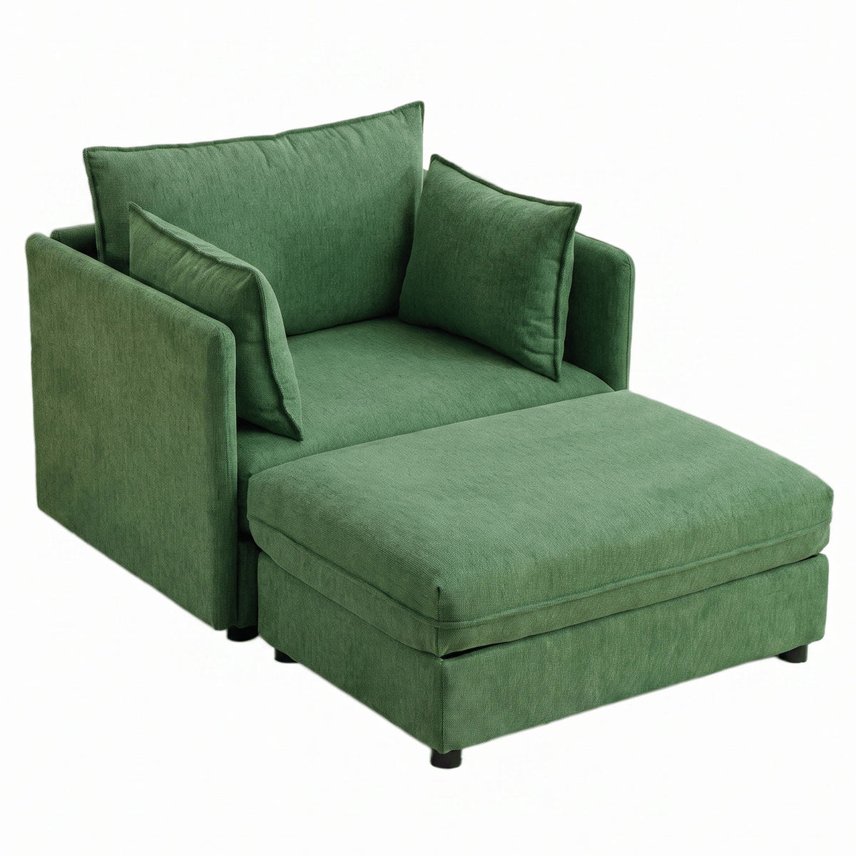 Oversized Deep Seat Accent Chair With Matching Storage Ottoman & Throw Pillows Hearth and Haven