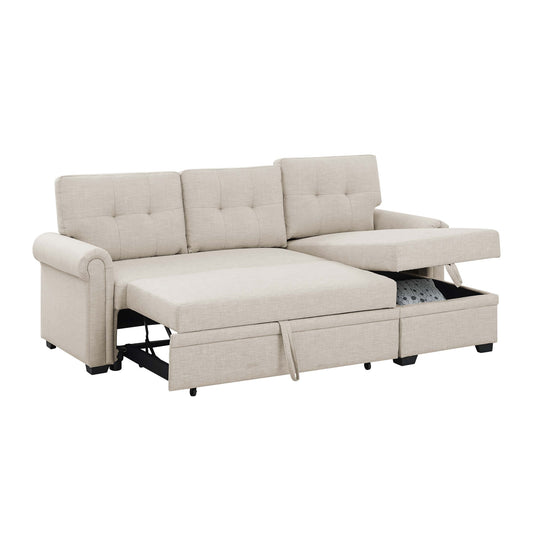 Upholstered Sleeper Sofa With Reversible Storage Chaise