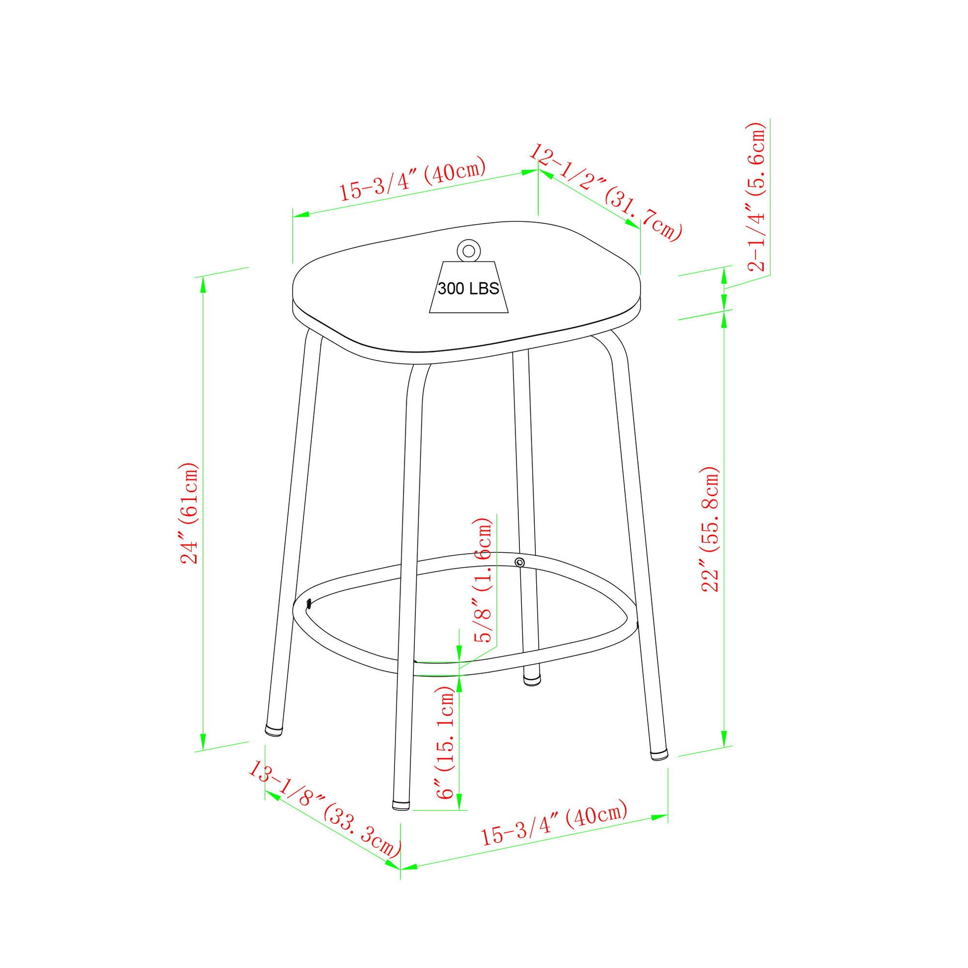 Modern Simple Counter Stool With Upholstered Seat (Set of 2) Walker Edison