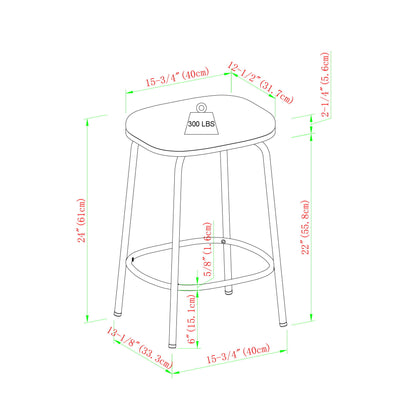 Modern Simple Counter Stool With Upholstered Seat (Set of 2) Walker Edison