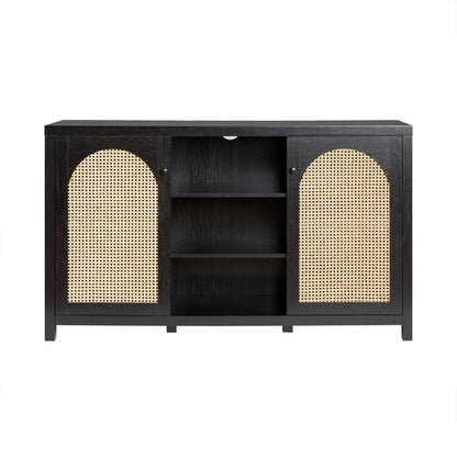 Transitional 2 Door Sideboard With Arched Rattan Panels Walker Edison
