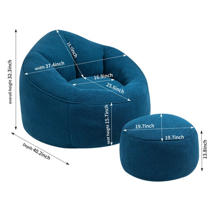 Bedding Bean Bag Sofa Chair High Pressure Foam With Footrest Home Essentials