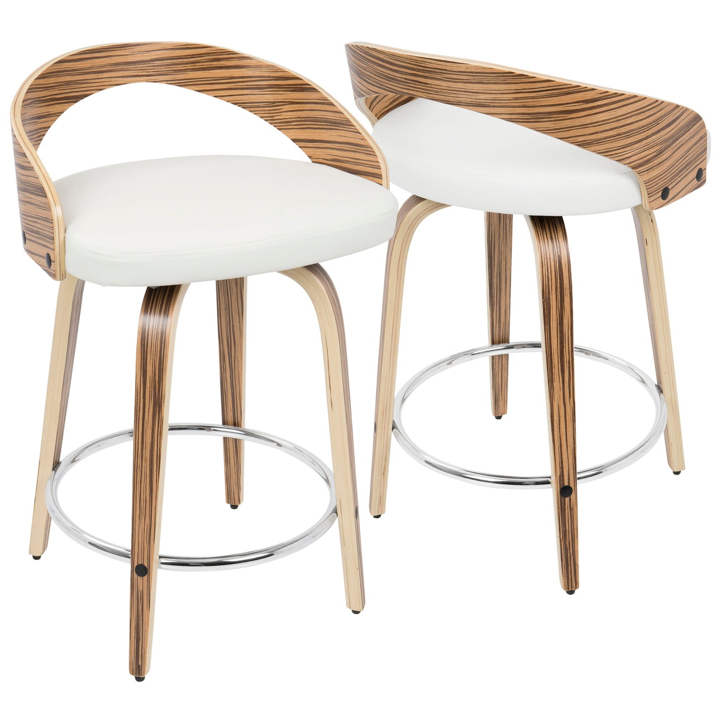 Grotto - Contemporary Fixed Height Counter Stool & Swivel With Round Footrest (Set of 2) Lumi Source