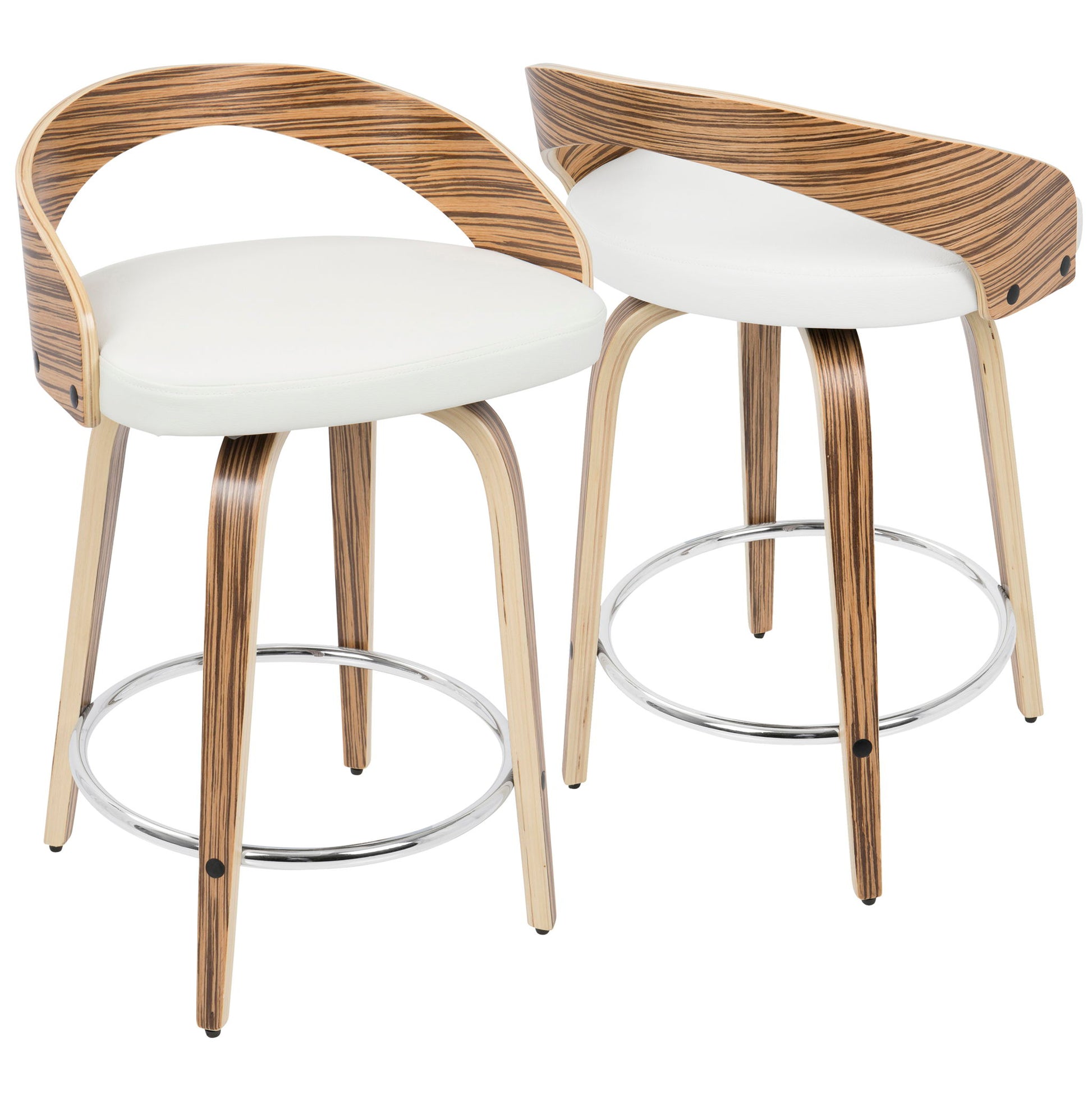 Grotto - Contemporary Fixed Height Counter Stool & Swivel With Round Footrest (Set of 2) Lumi Source