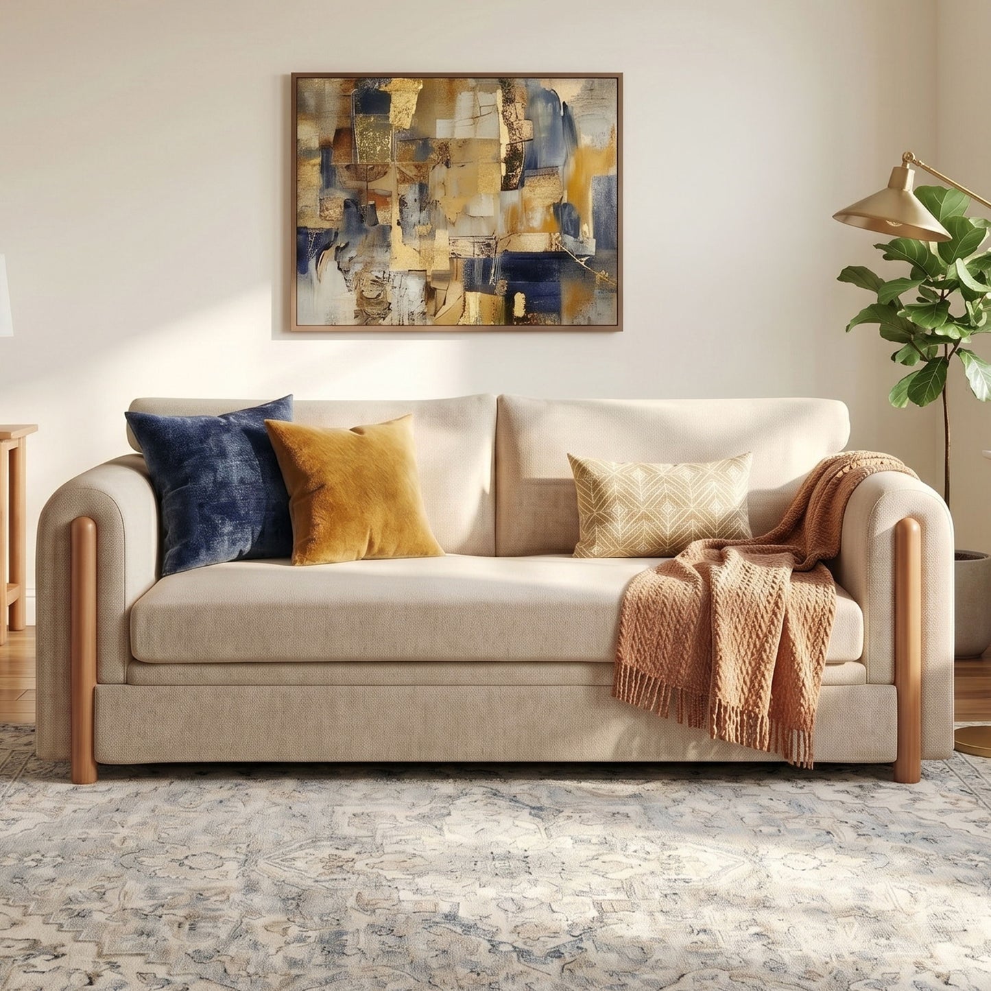 Modern 3 Seater Upholstered Couch Sofa For Living Room Noble House