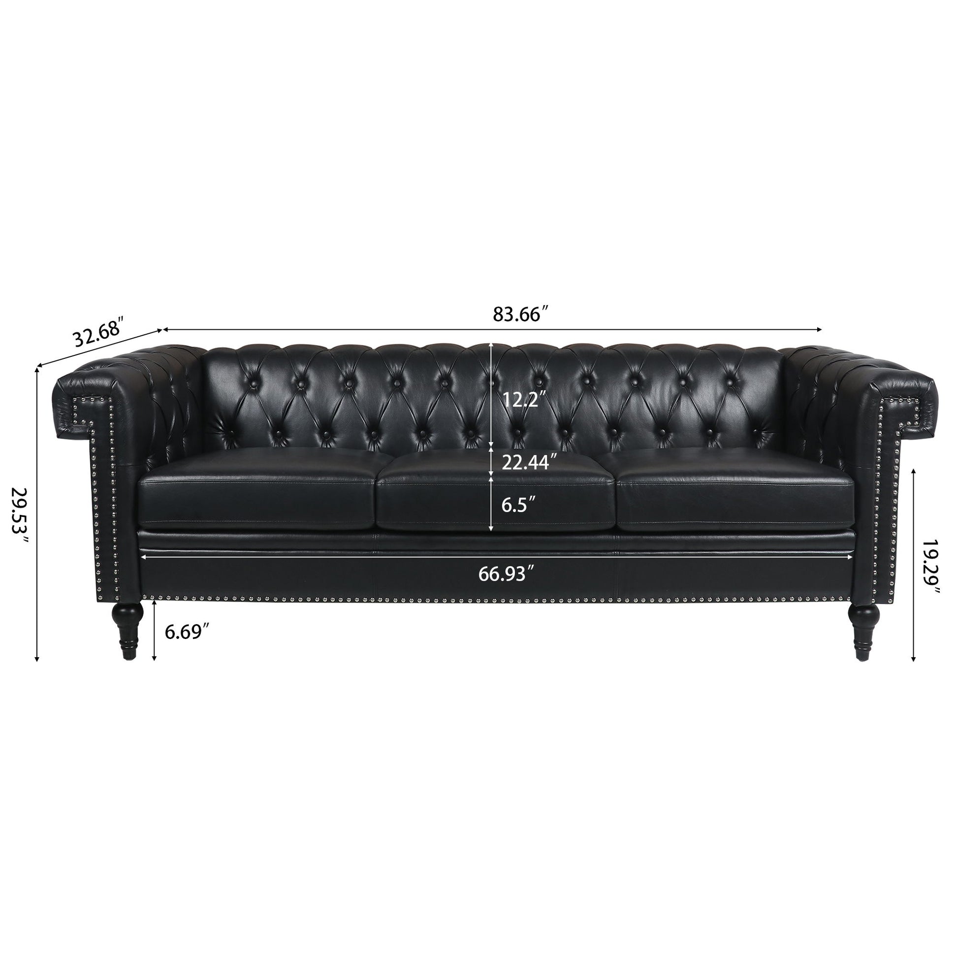 Traditional Square Arm Removable Cushion 3 Seater Sofa Home Essentials