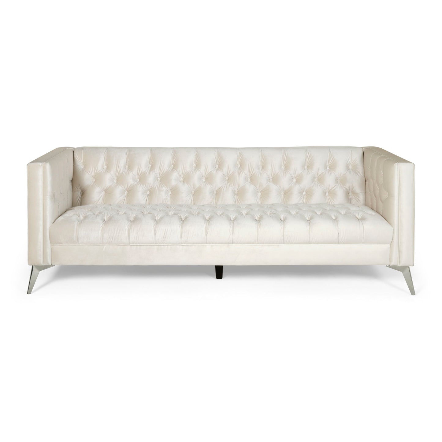 Contemporary 3 Seater Sofa With Button Tufting Noble House