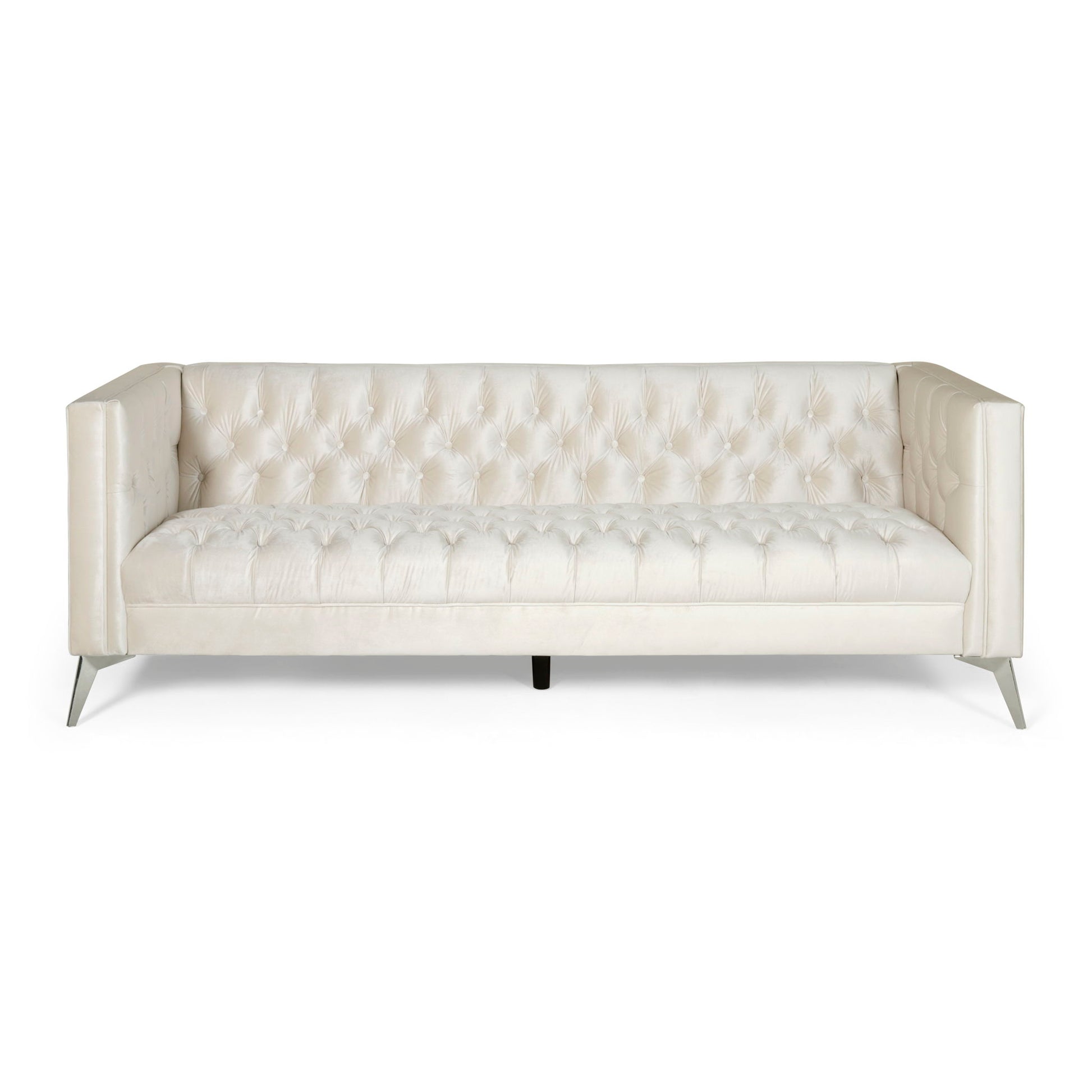 Contemporary 3 Seater Sofa With Button Tufting Noble House