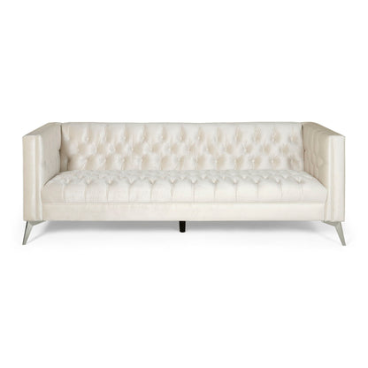 Contemporary 3 Seater Sofa With Button Tufting Noble House