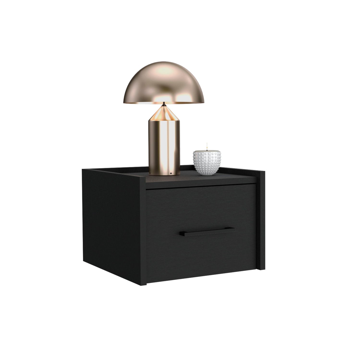 Floating Nightstand, Space Saving Design With Handy Drawer And Surface - Black Home Essentials