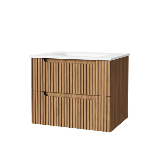 30" Wall Mounted Bathroom Vanity With Sink, Soft Close System, And Spacious Drawers - Walnut Daily Nest