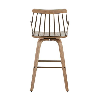 Preston - Farmhouse Counter Stool - White Washed / Antique Copper Lumi Source