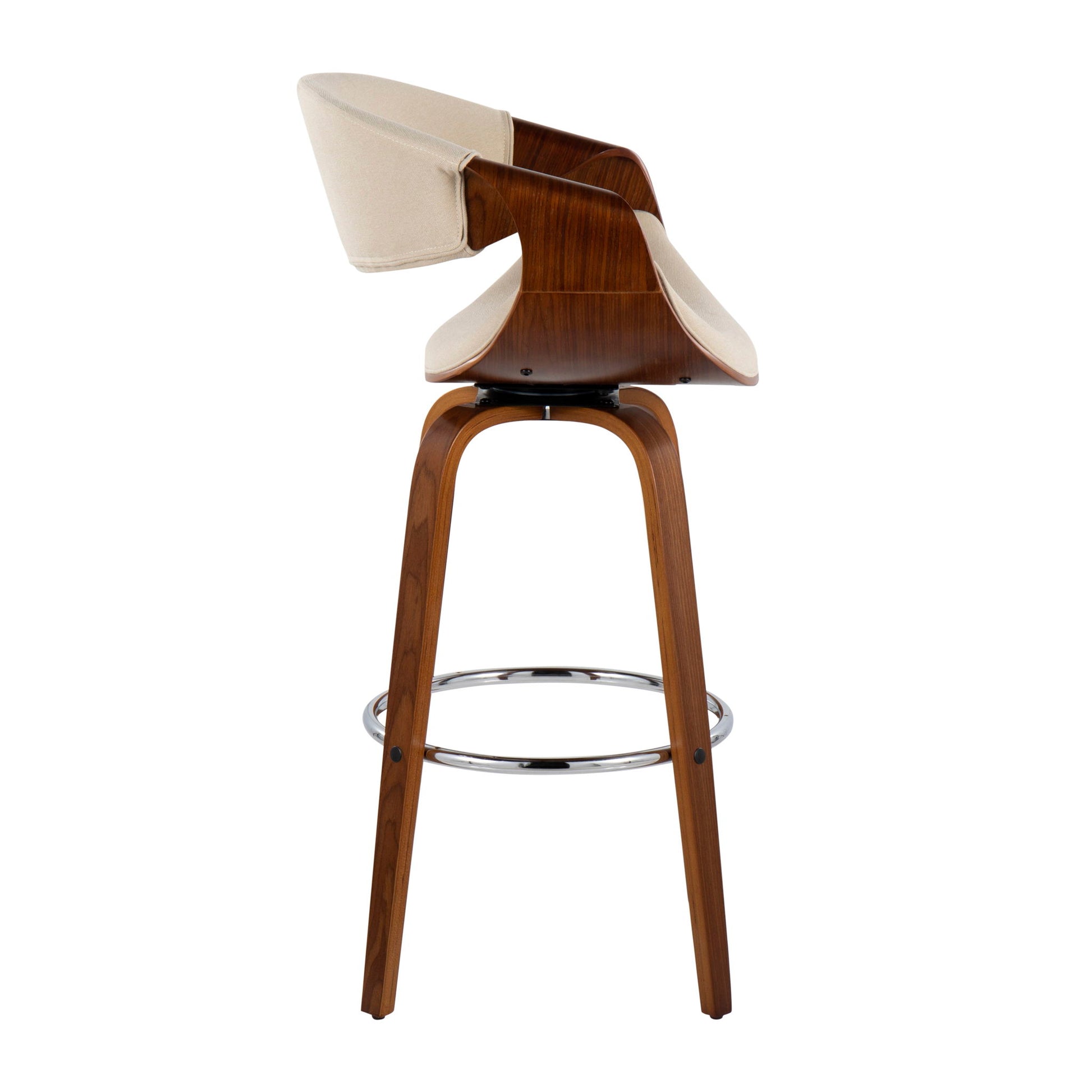 Curvini Mid - Century Modern Fixed Height Barstool With Swivel (Set of 2) Lumi Source