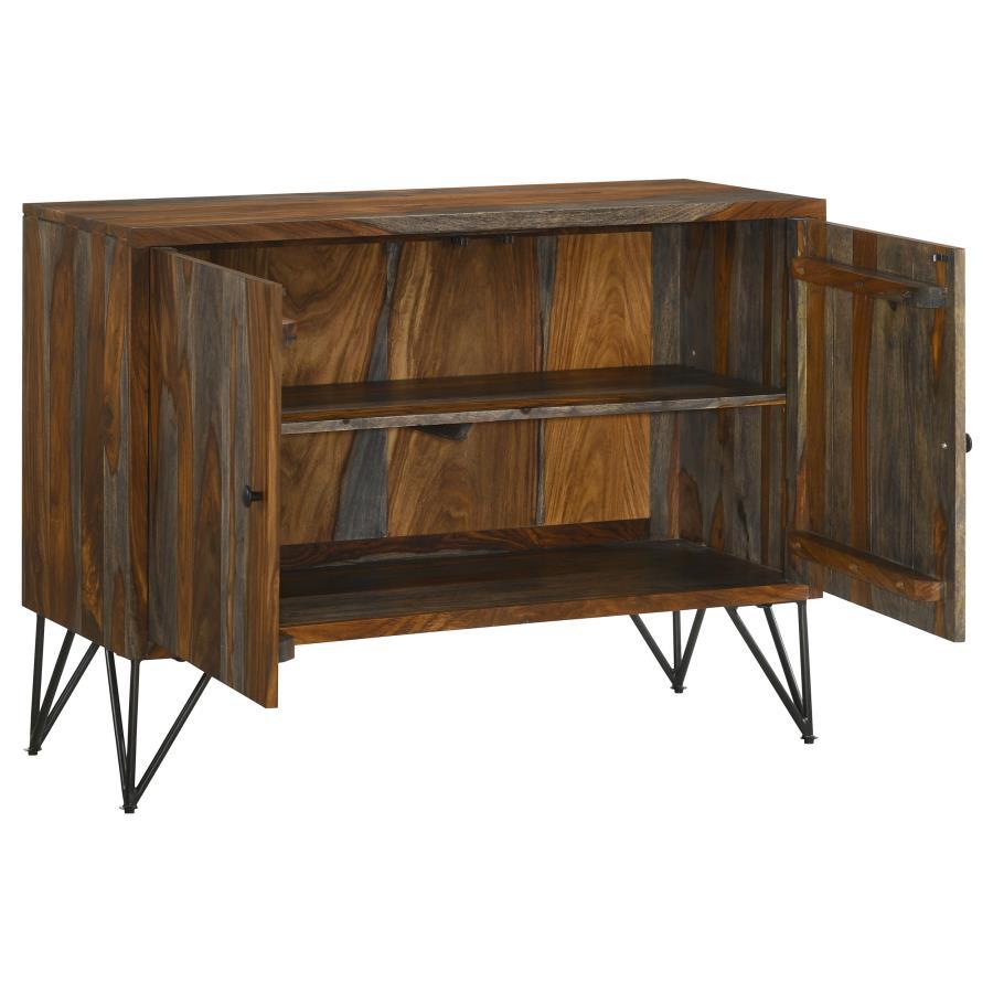 Macon - 2 Door Sheesham Wood Storage Accent Cabinet - Gray CoasterEssence
