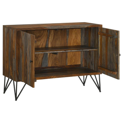 Macon - 2 Door Sheesham Wood Storage Accent Cabinet - Gray CoasterEssence