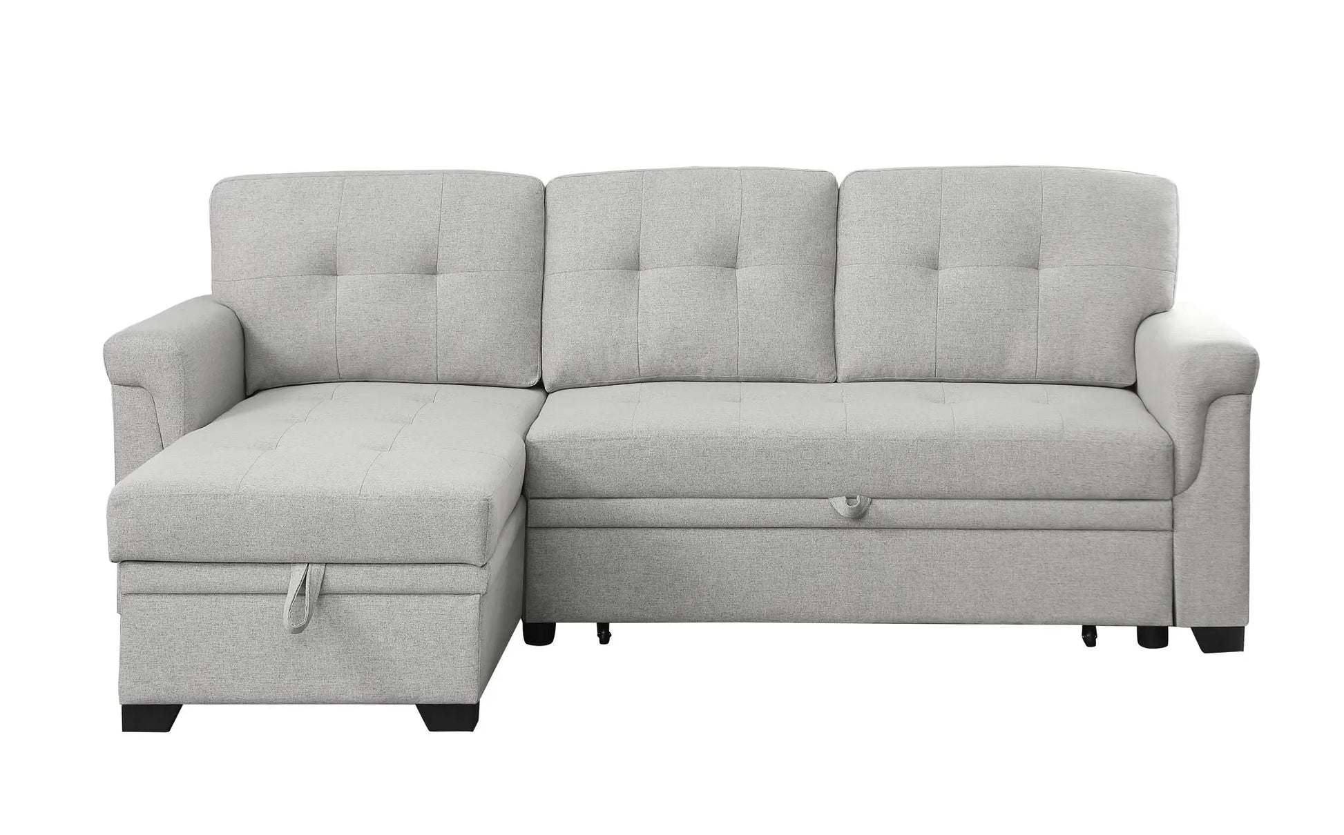 Hunter - Linen Reversible Sleeper Sectional Sofa With Storage Chaise Lilola Home