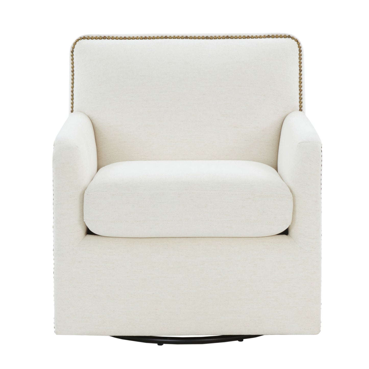 Tolland - Swivel Accent Chair With Antique Brass Nailhead Trim - Cream Ridgecrest Home