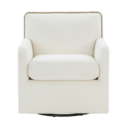 Tolland - Swivel Accent Chair With Antique Brass Nailhead Trim - Cream Ridgecrest Home