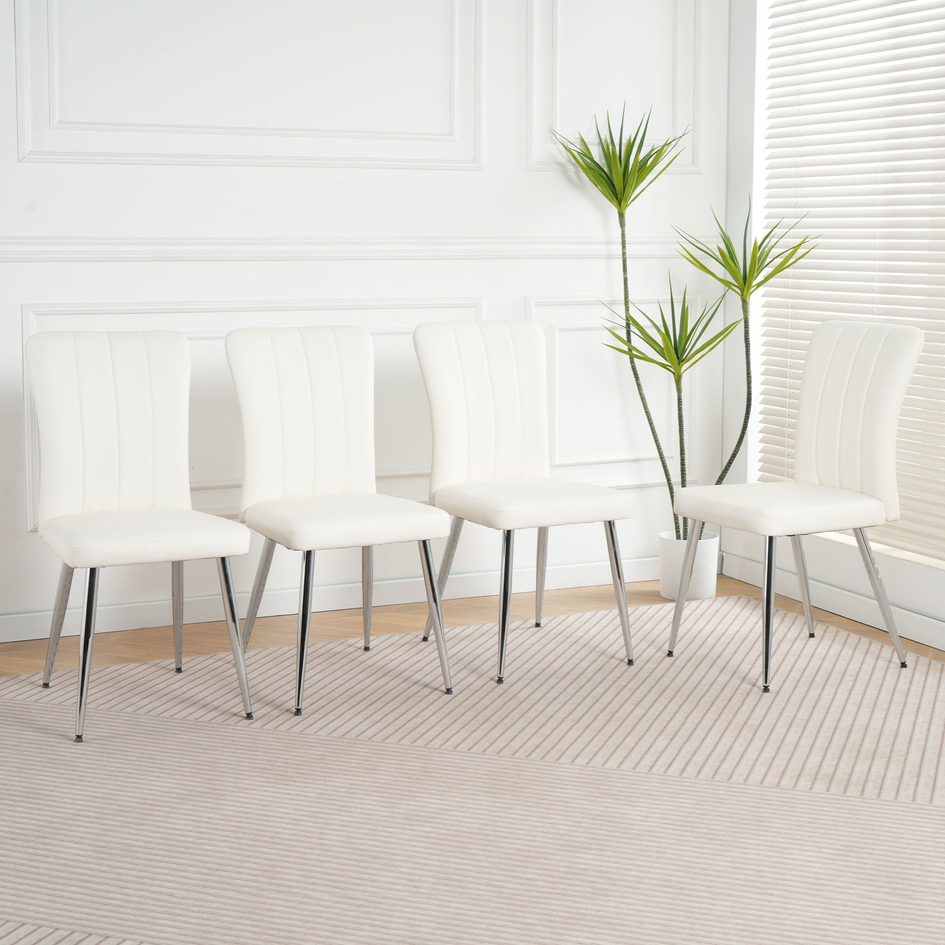 Modern Dining Chair With Electroplated Metal Legs (Set of 4) Home Essentials